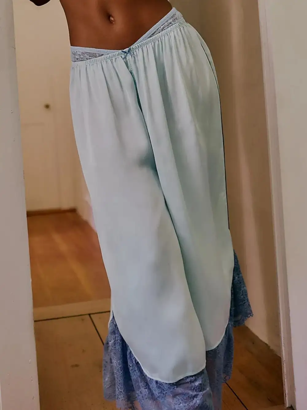 Relaxed Lace Detail Wide Leg Pants