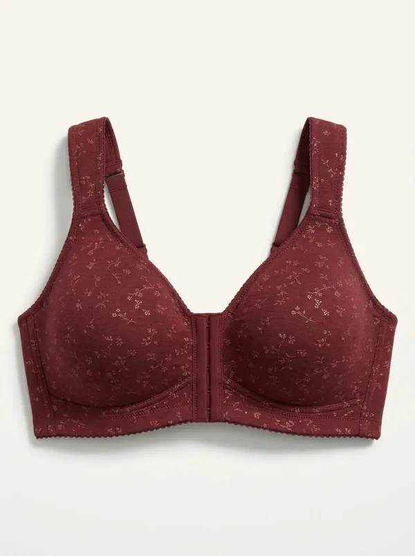 Women's Plus Size Dusty Rose Rose Floral Front-Closure Wireless Bra