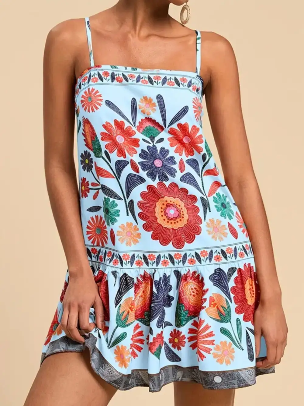 Floral Printed Sleeveless Mini Dress