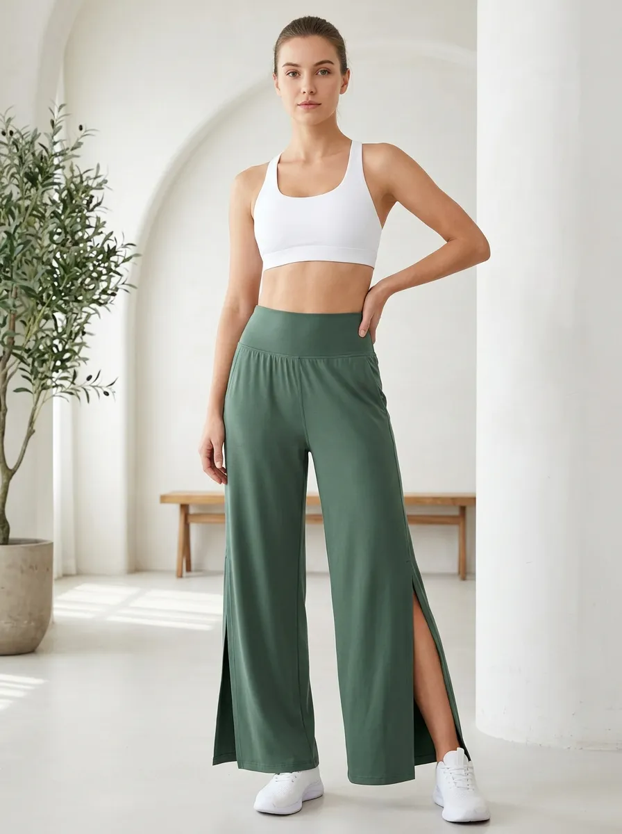 Women's Move Easy Wide Leg Slit Sport Pants