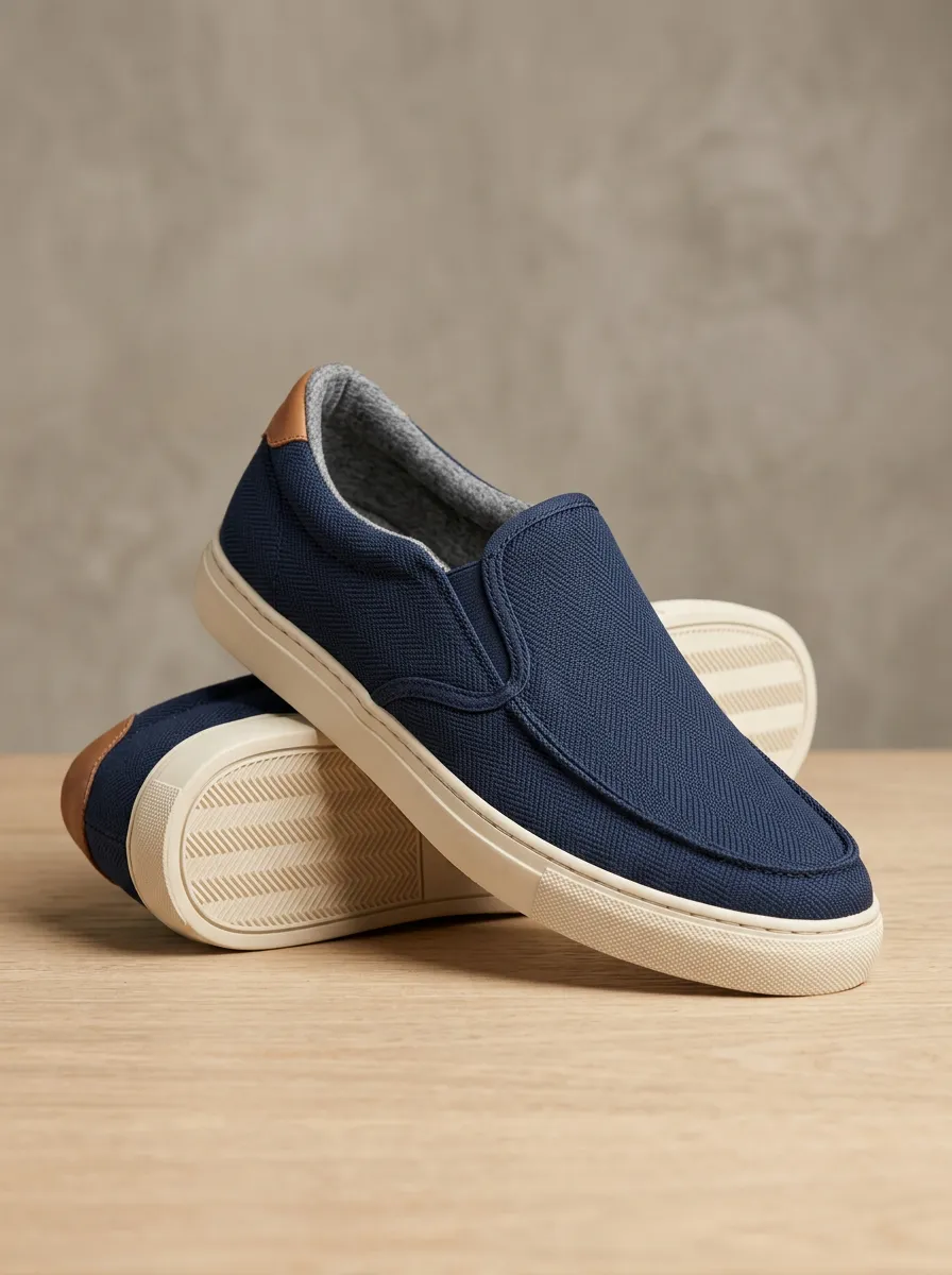 Practical Herringbone Graphic Style Men's Stretch Canvas Shoes