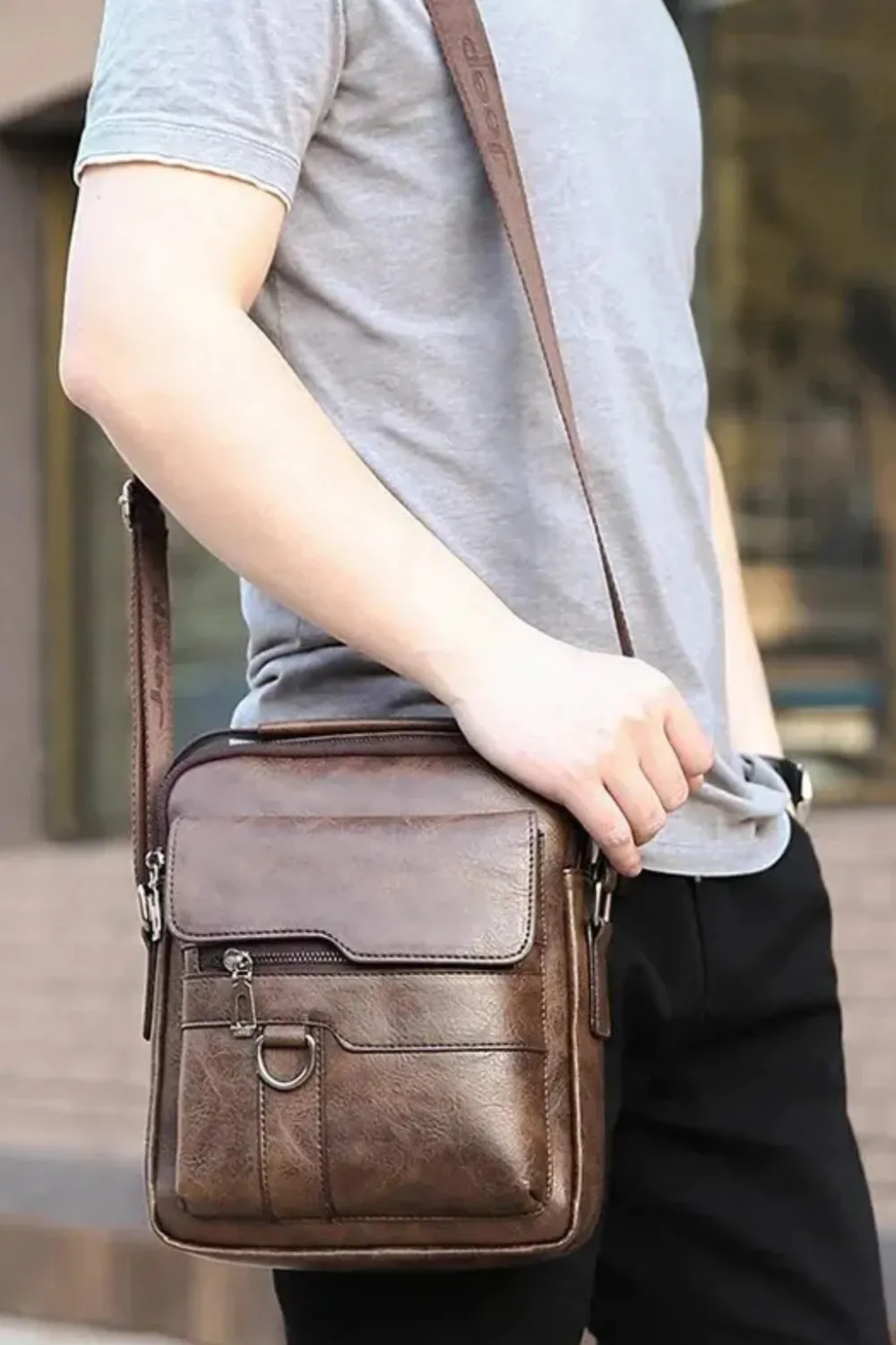 Structured Leather Crossbody Bag