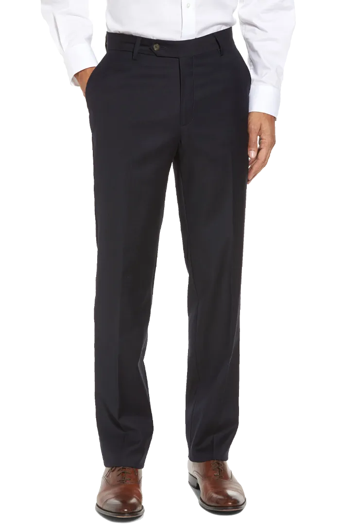 Gabardine Stretch Flat Front Regular Rise Slim Fit Trousers