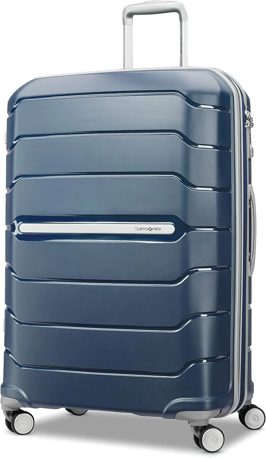 Samsonite Freeform Hardside Carry-On Luggage with Spinner Wheels - Hardshell Suitcase - TSA, Airline-Approved - Expandable Hard Shell, Smooth Rolling Wheels for Lightweight Travel - White/Grey