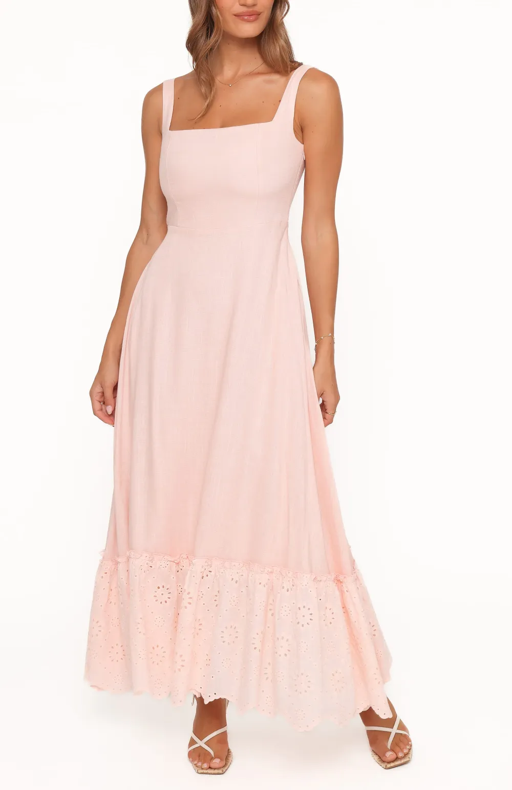 Linen Square Neck Maxi Dress
