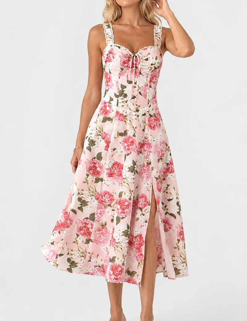 Elegant Sweetheart Neck Midi Dress