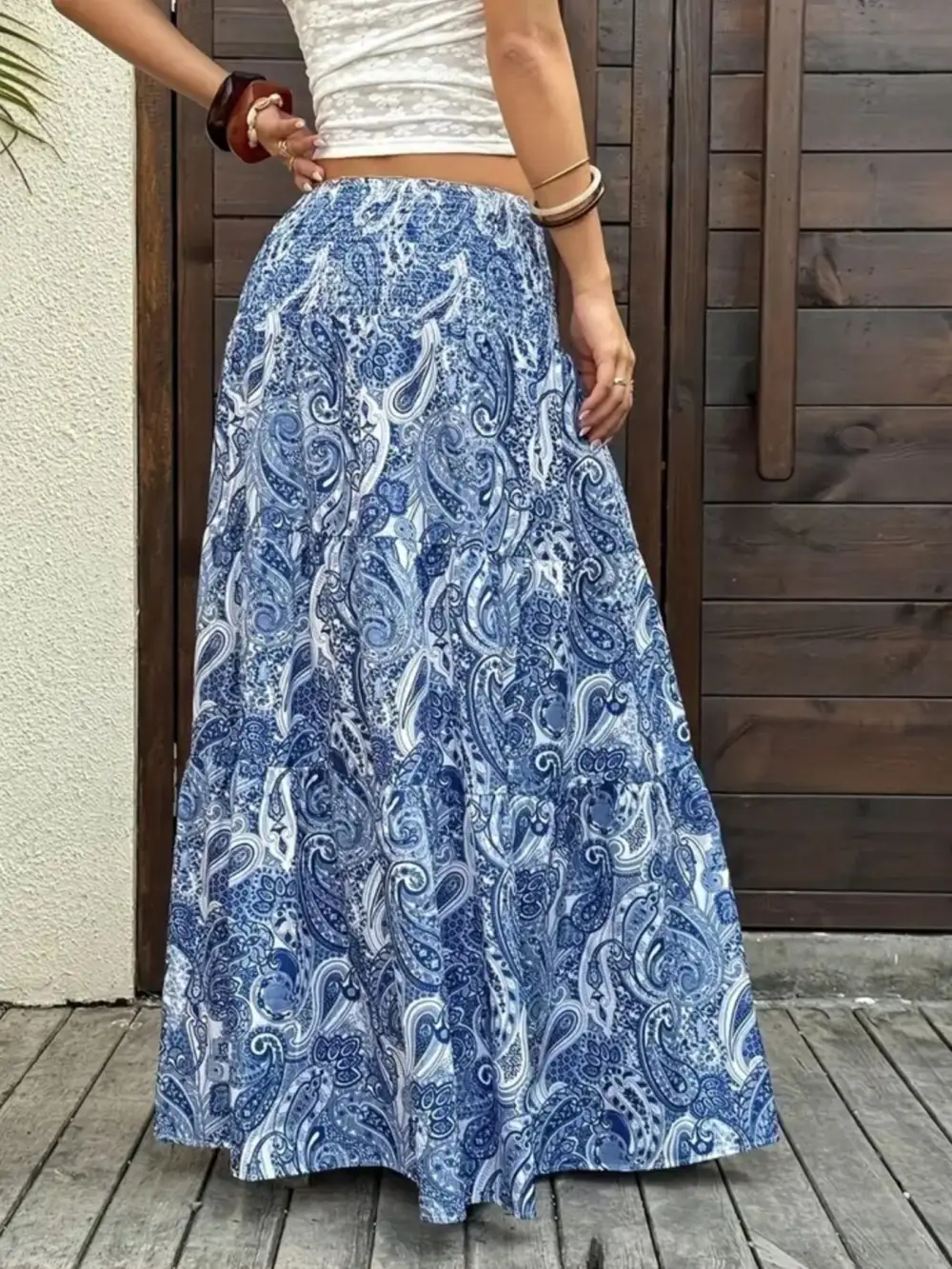 Refined Smocked Printed Skirt