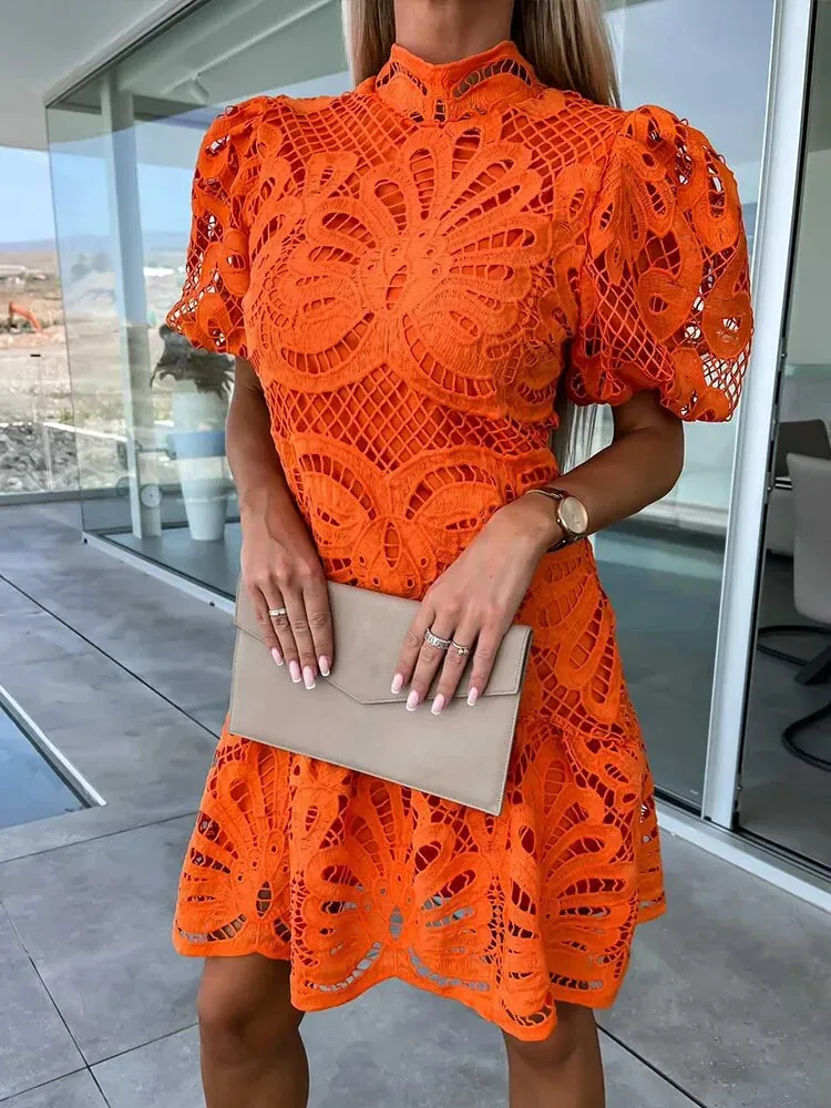 Lace Midi Evening Dress