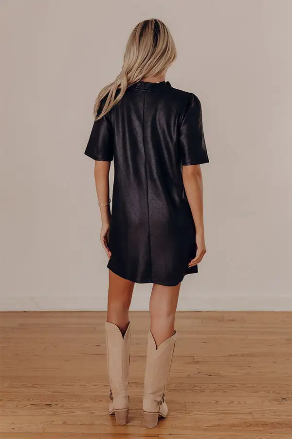 Ruffled V-Neck Short Sleeve Shift Mini Dress