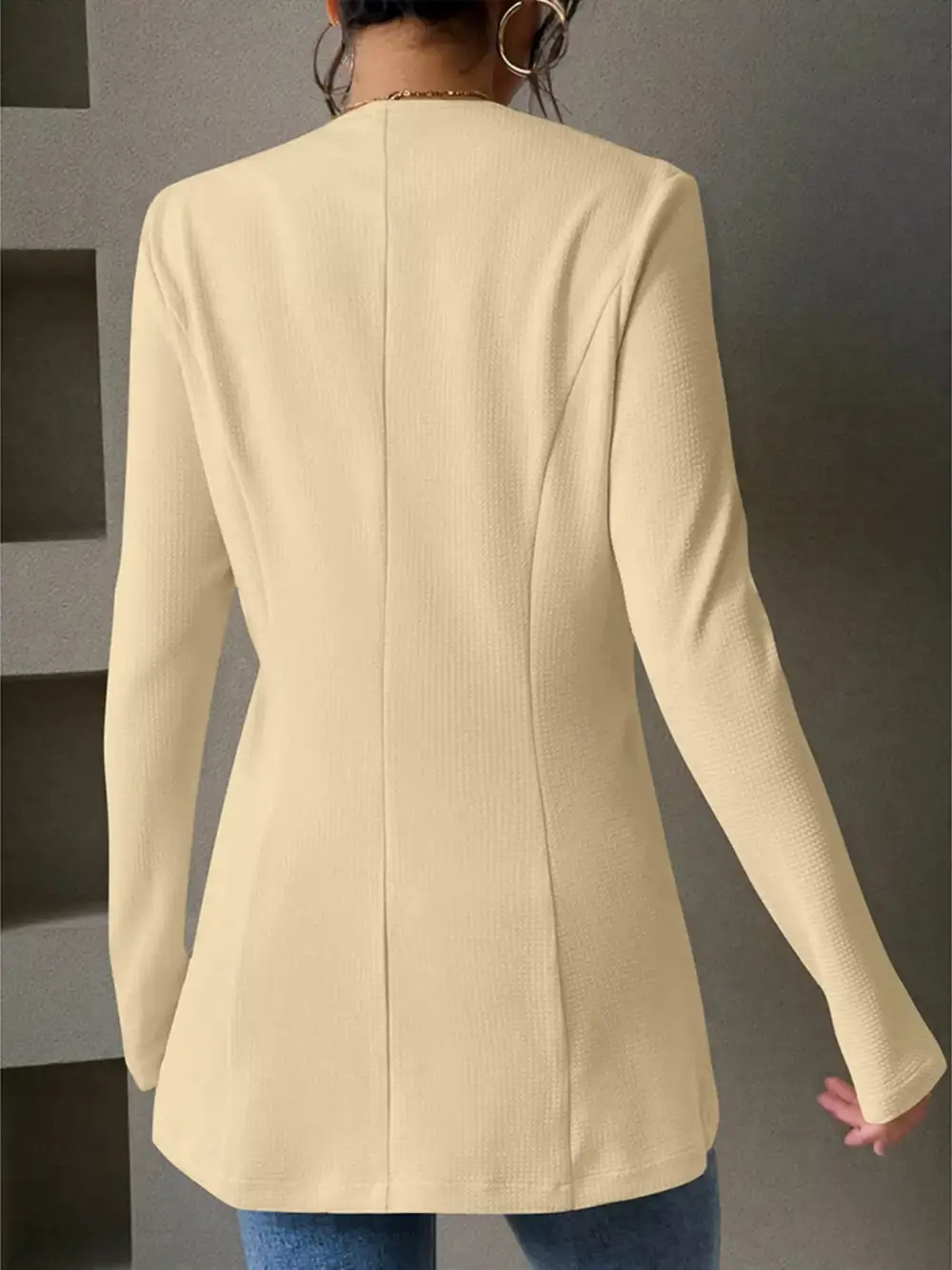 Unlined One Button Long Sleeve Blazer