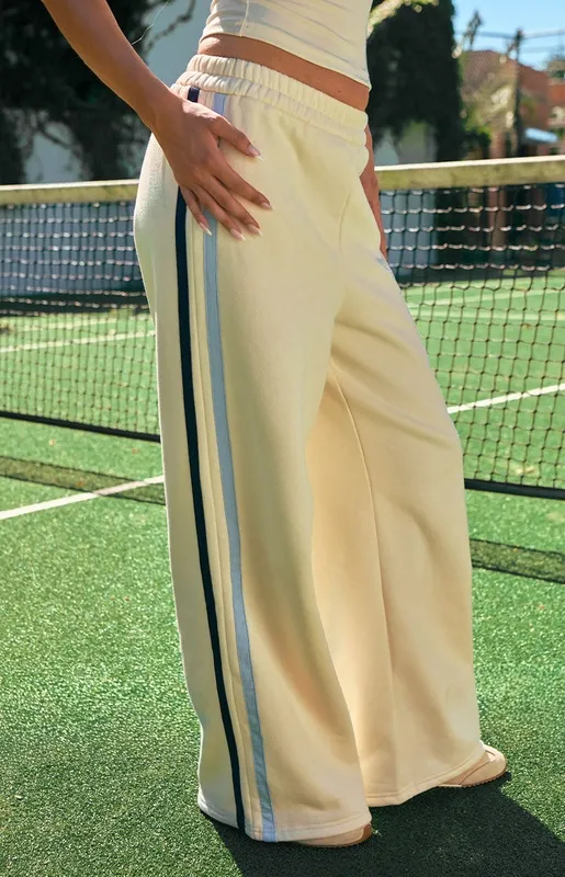 White Side-Stripe Track Pants