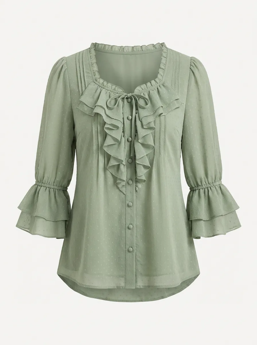 Women's Shirt with Denim Cotton Button Front