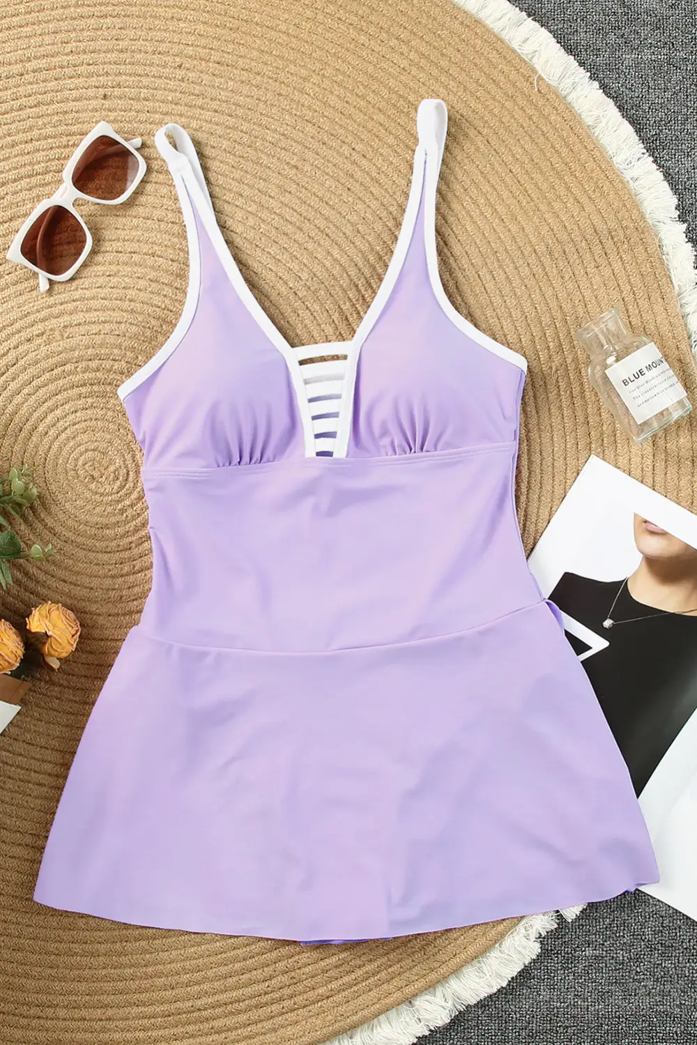 Swimwear Solid Colorblock V Neck Flared Bodycom Sexy One Pieces