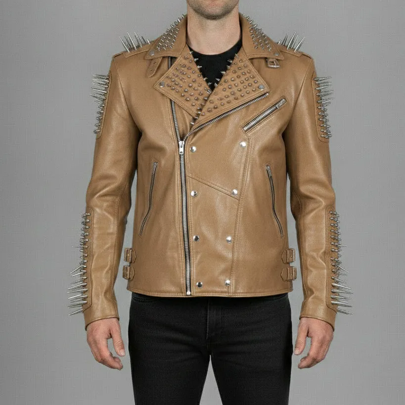 Leather Biker Motorcycle Studded Jacket