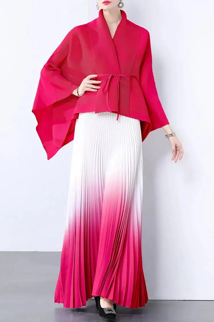 Elegant Pleated Skirt Two-Piece Set