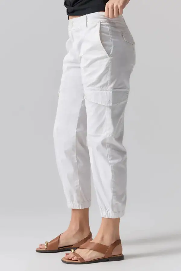 Women's White Cargo Jogger Casual Pants