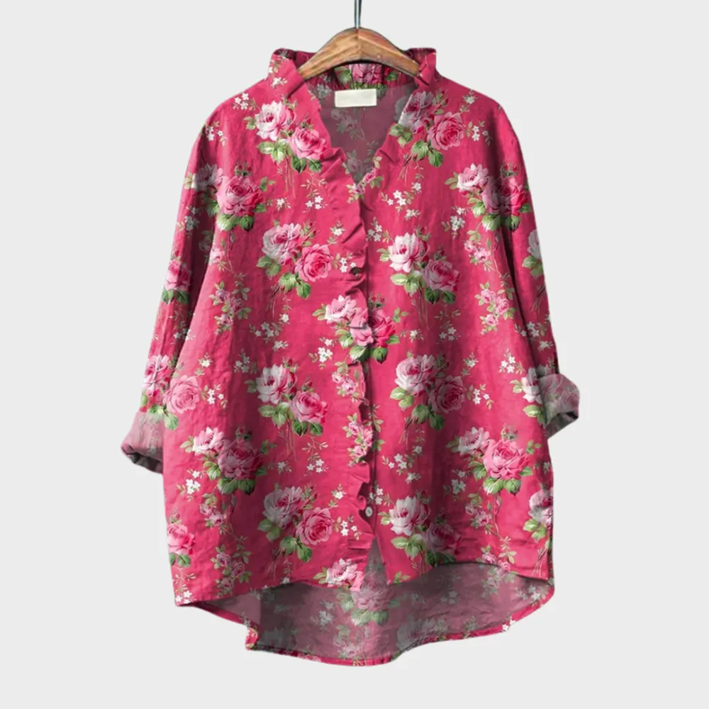 Printed Long Sleeve Soft Tailored Top