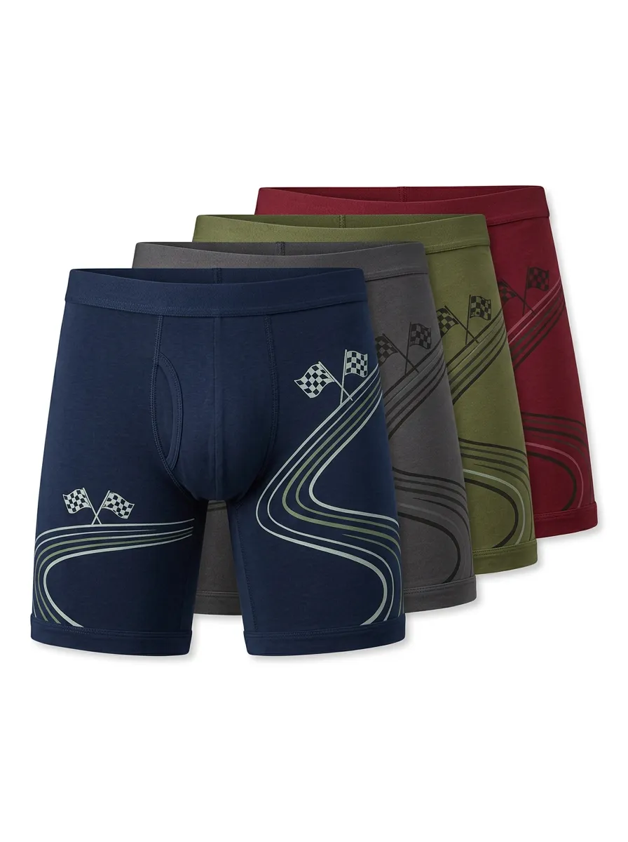 Men's Checkered Track Graphic Boxer Brief Set