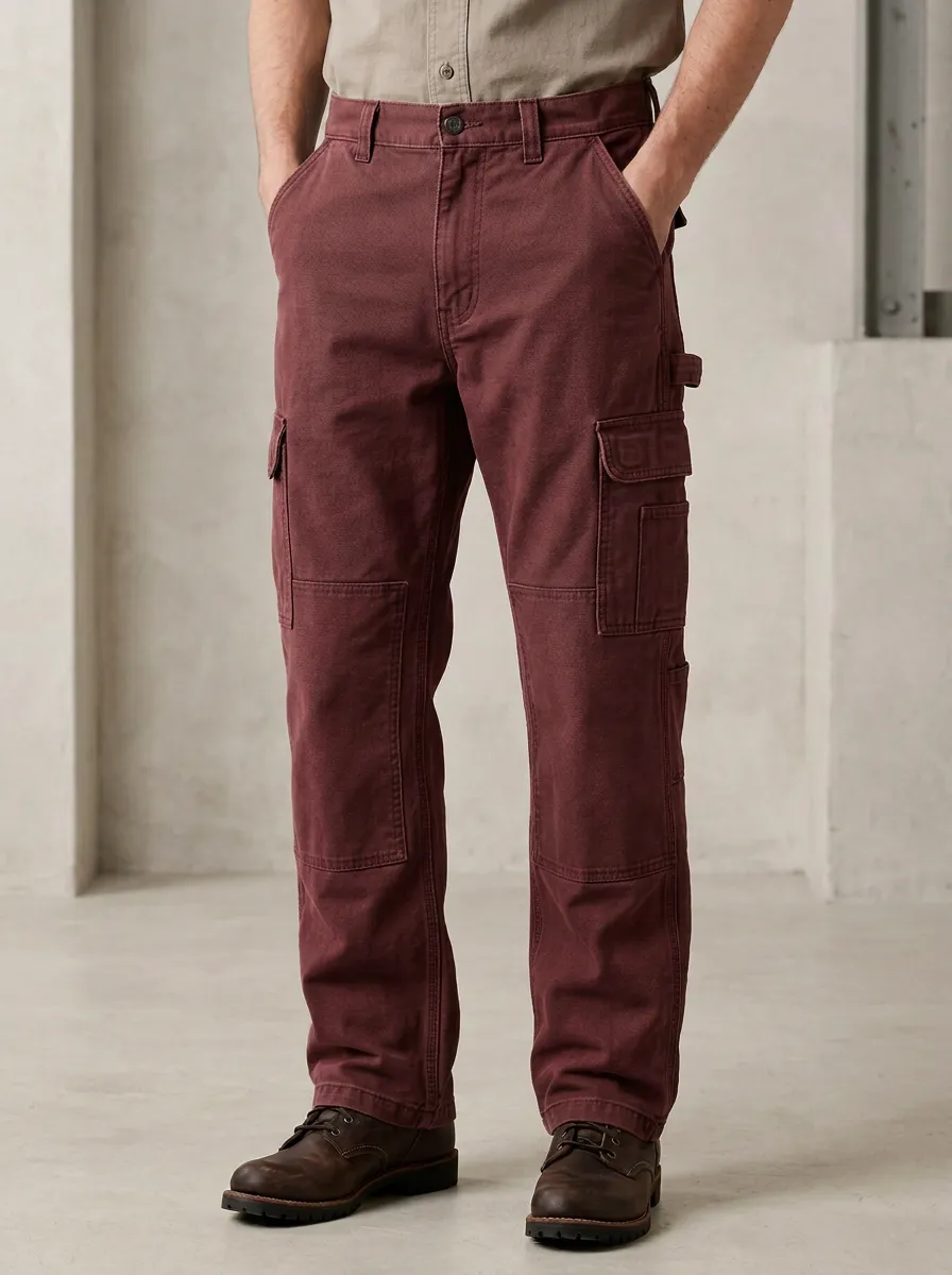 Men's Utility Workwear Grey Multi-Pocket Cargo Pants