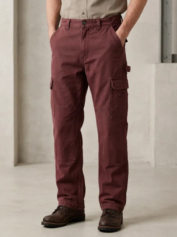 Men's Utility Workwear Grey Multi-Pocket Cargo Pants
