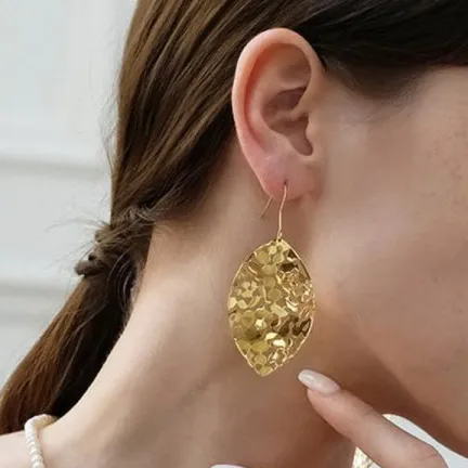 Brass Cutout Leaf Shape Earrings