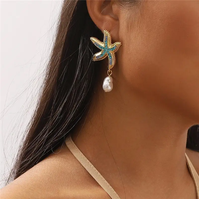 Starfish Alloy Statement Earrings