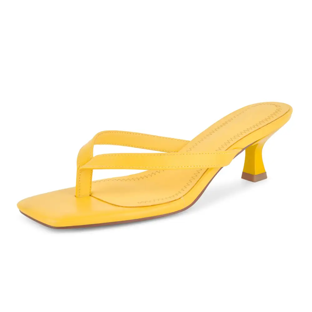 Square Toe Flip-Flop Kitten Heel Sandals
