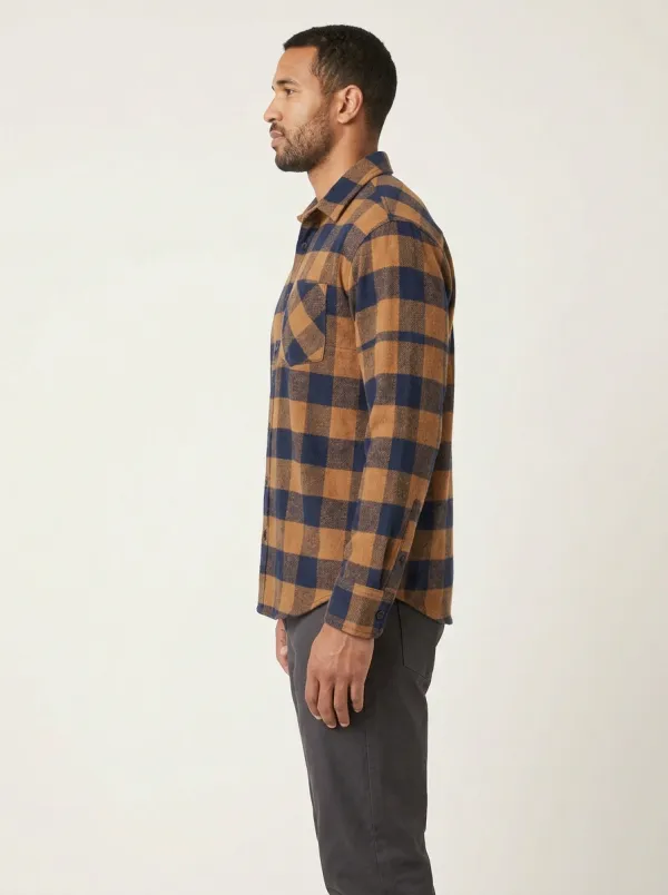 Men's Buffalo-Check Single-Pocket Button-Down Flannel Shirt