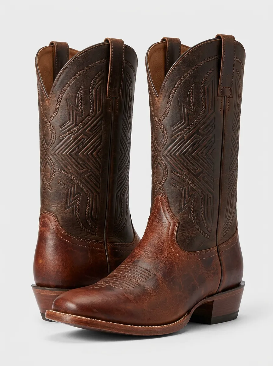 High-Plains Geometric Style Men's Western Cowboy Boots