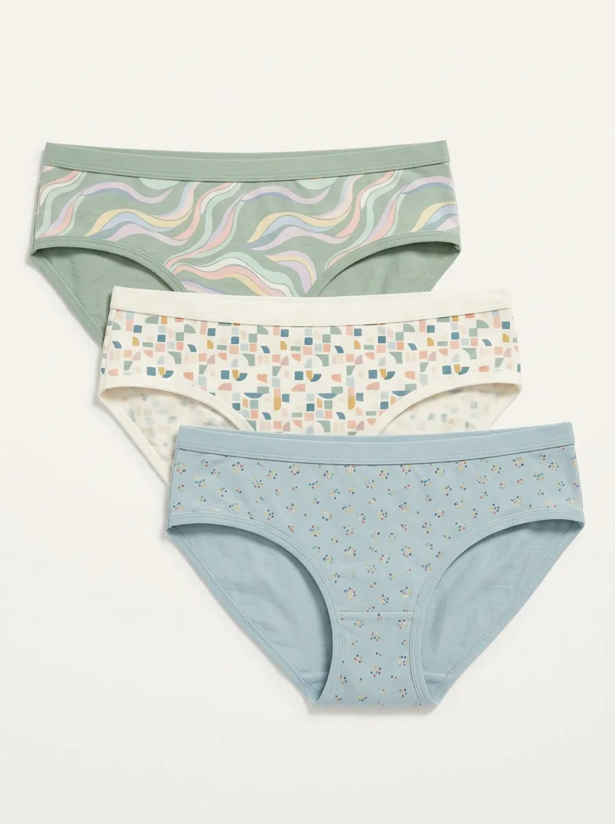 Women's Retro Aesthetic Geometric Floral Printed Three Pack Briefs