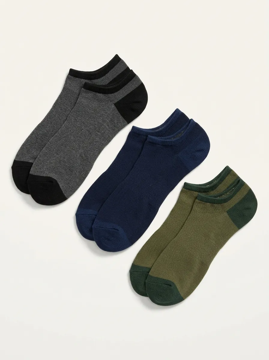 Men's Three-Pair Minimal Low-Cut Ankle Sock Set