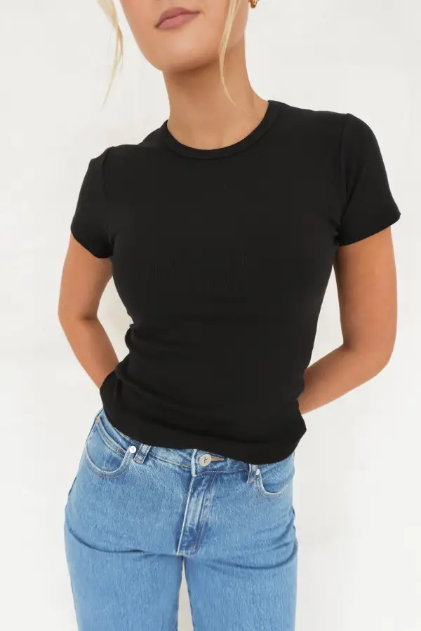 Ribbed Contemporary Tee Casual Tee