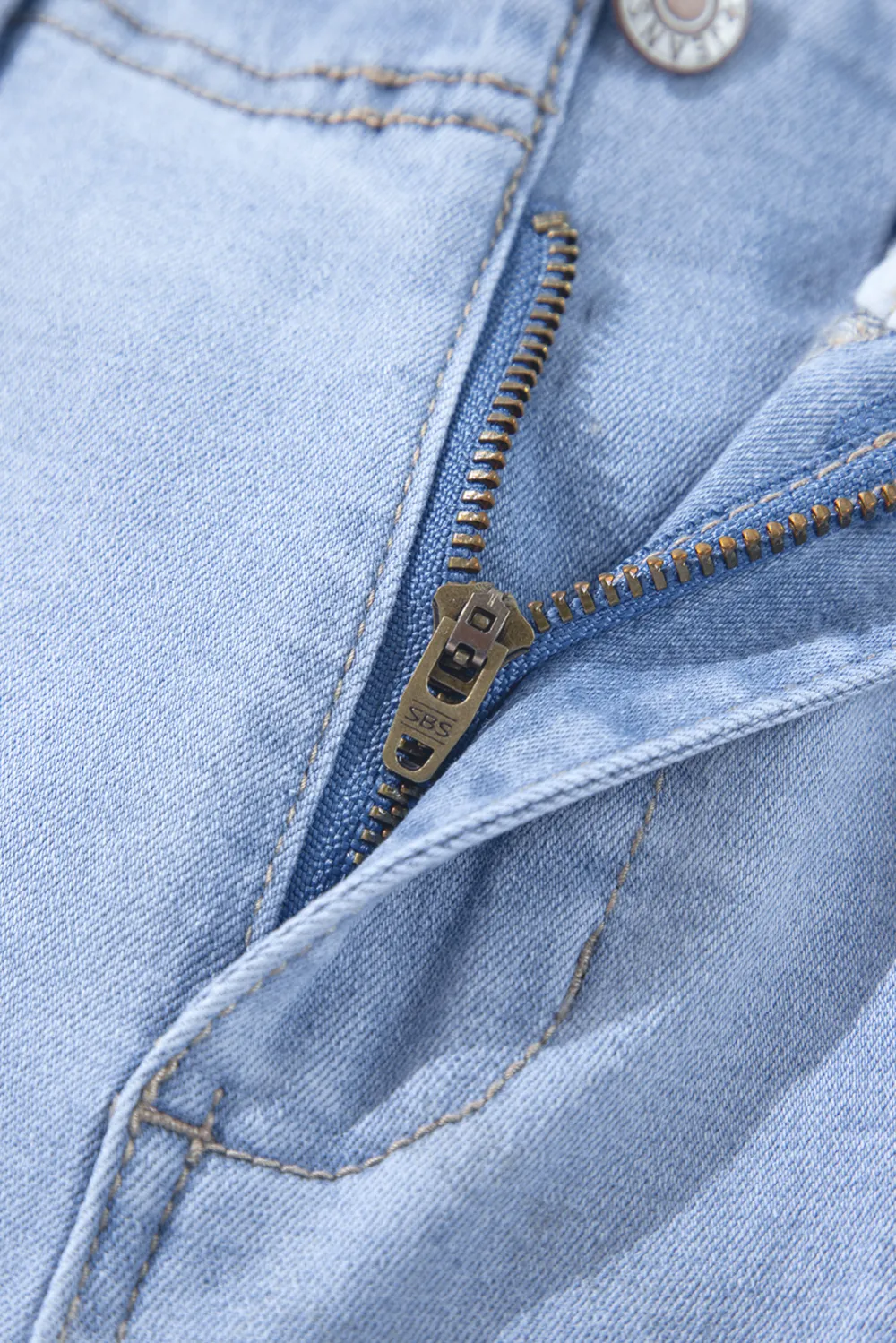 Light Blue Cropped Straight Jeans