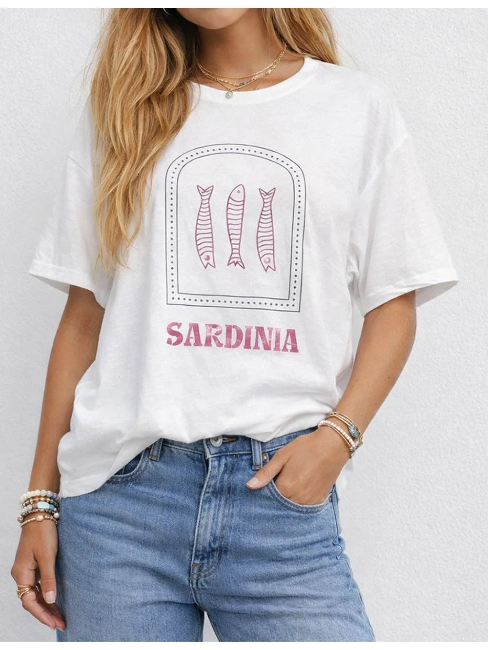 Chic Fish Graphic Pullover Short Sleeves T-shirt