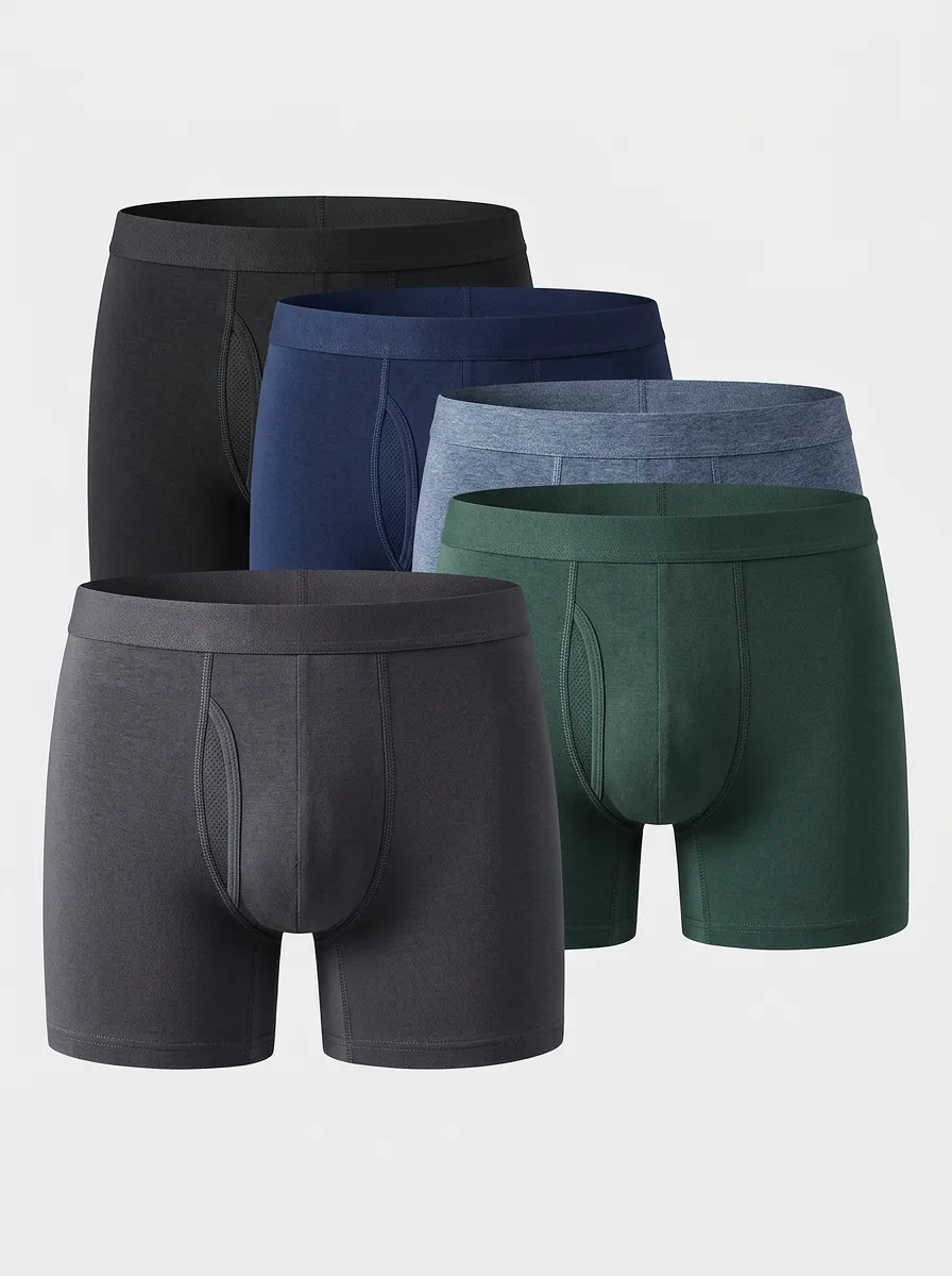 Timeless Cotton Solid Daily Wear Men's Four Pack Boxer Briefs