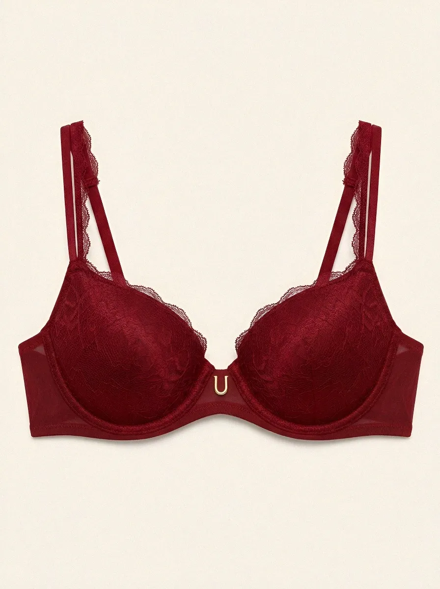 Women's Underwire Lace-Trim Floral-Lace Adjustable-Strap Bra