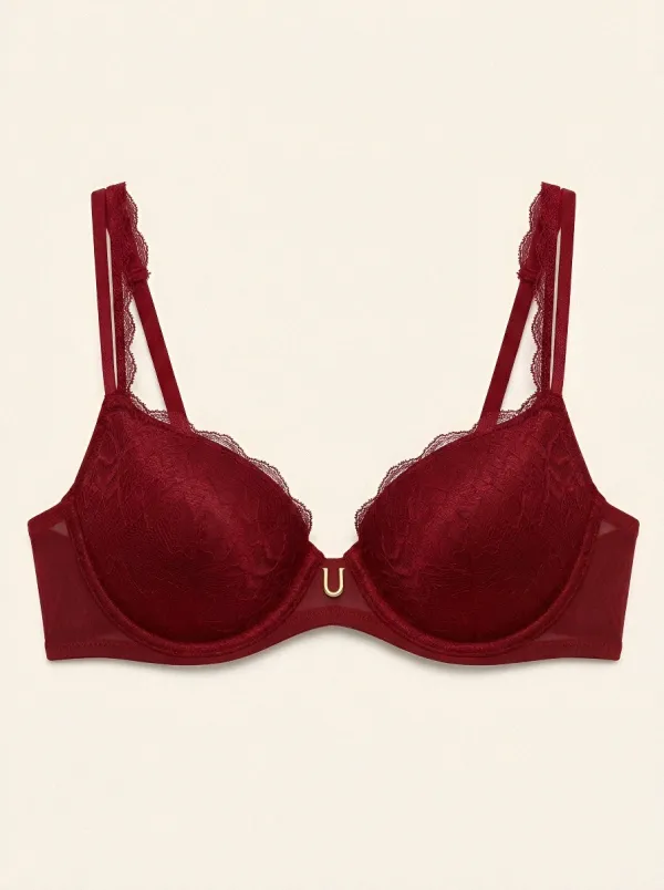 Women's Underwire Lace-Trim Floral-Lace Adjustable-Strap Bra