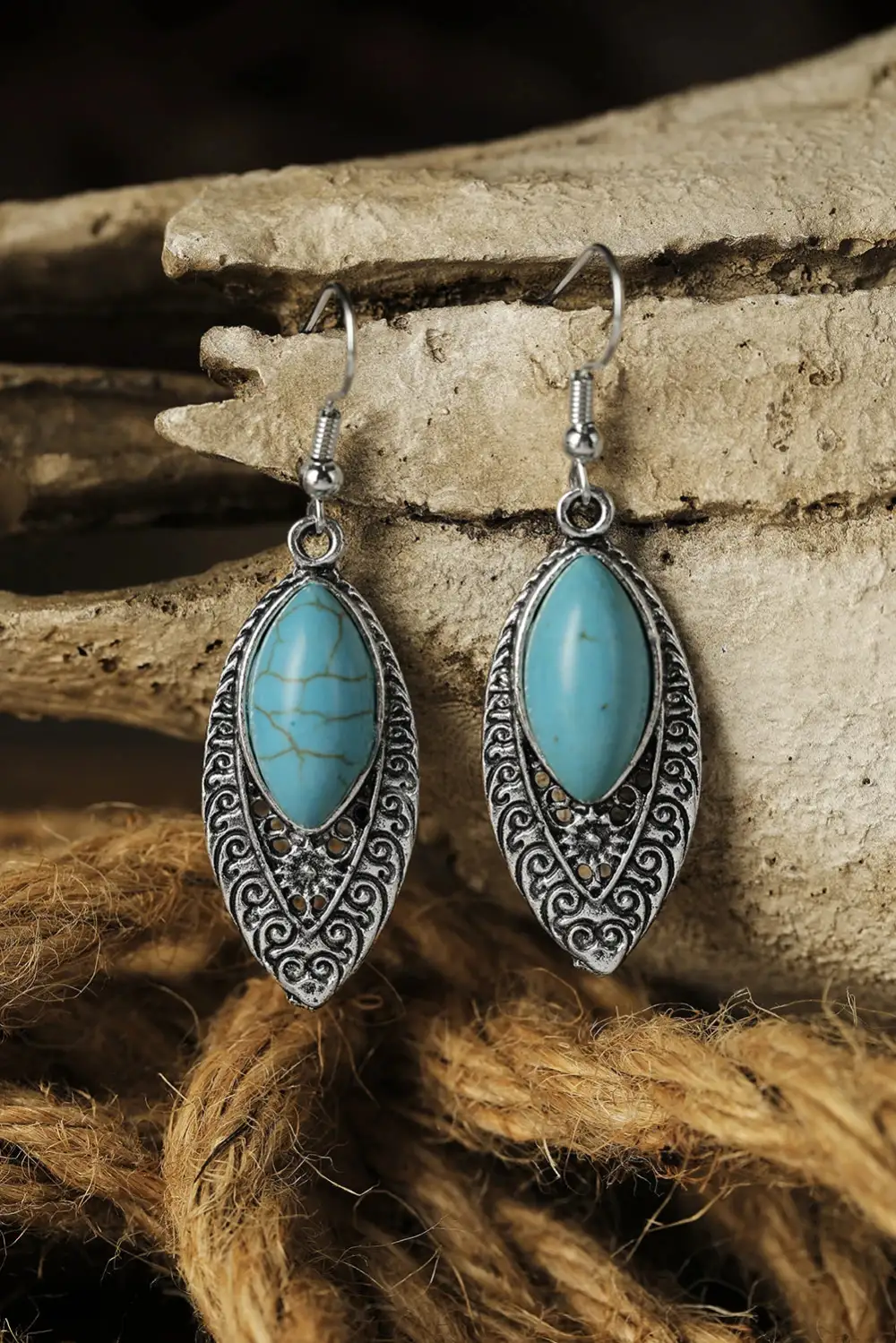 Alloy Stone Accent Geometric Bohemian Statement Earrings