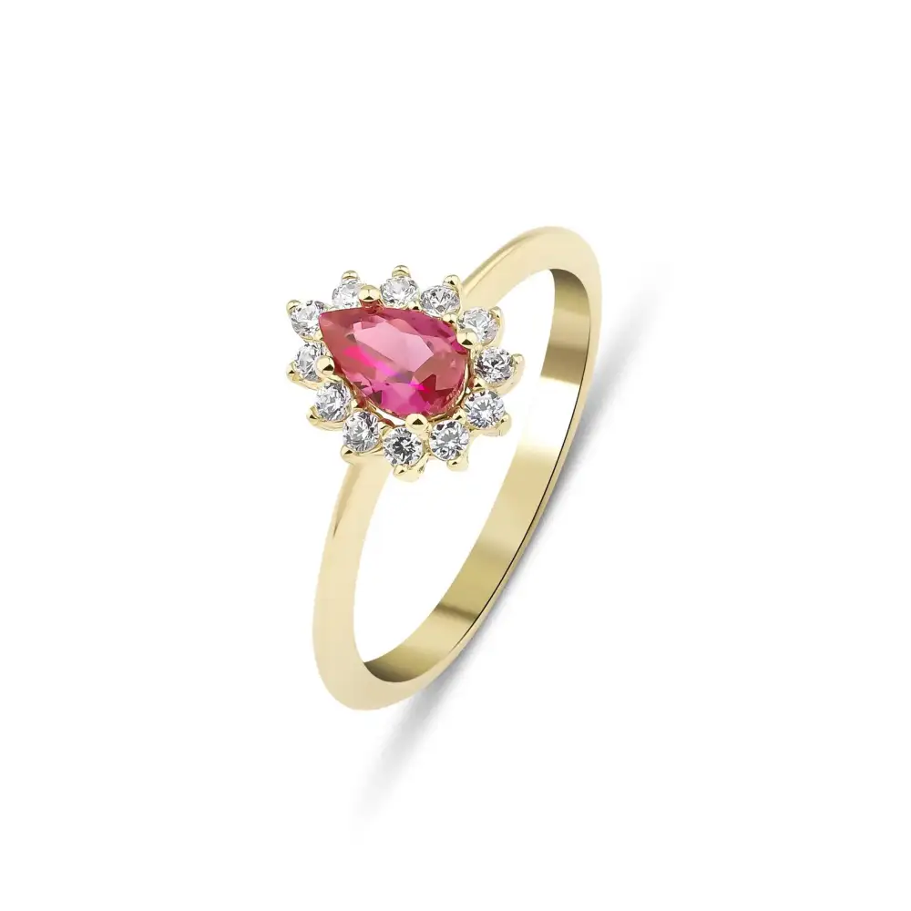 Solid Gold Pear Shaped Ruby Ring