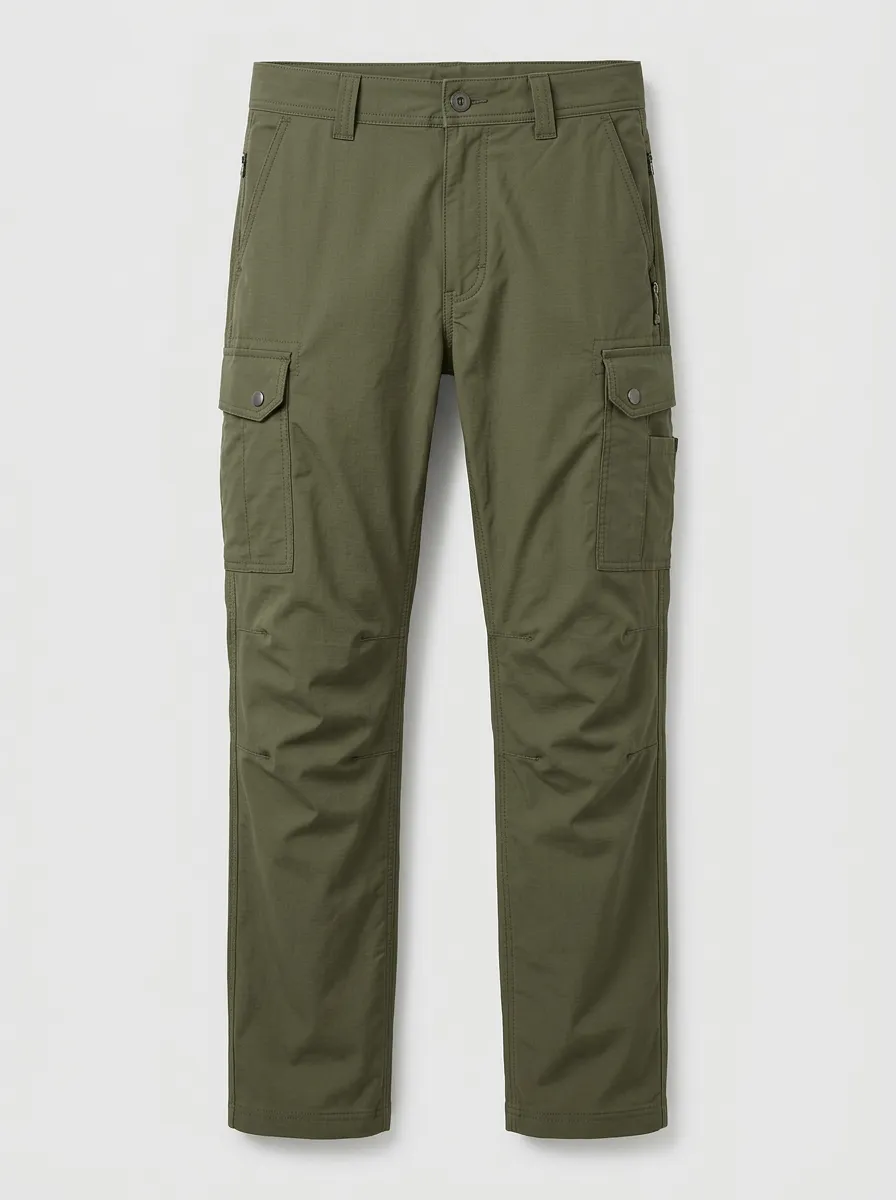Men's Grid-Texture Articulated-Knee Utility Cargo Pants