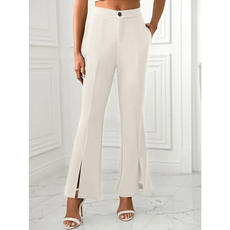 Slit Flare Pants with Pockets