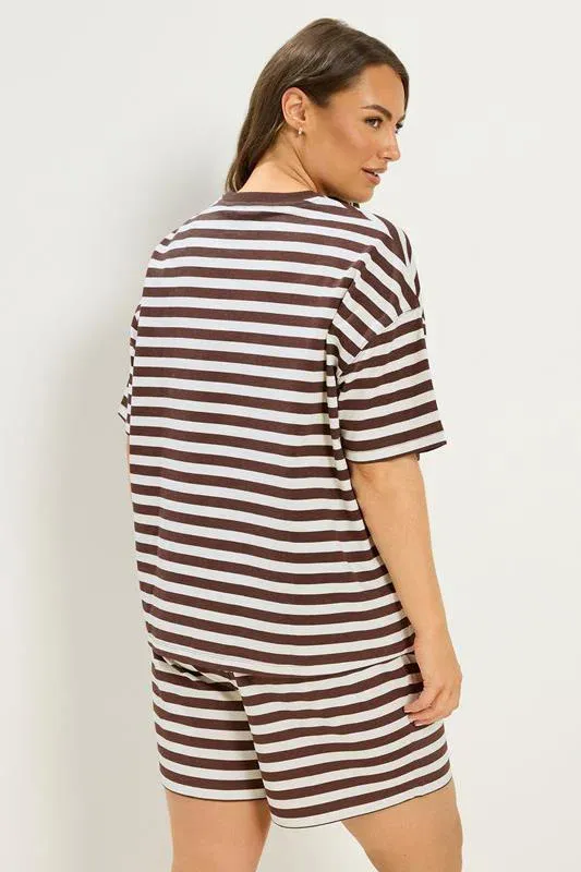 Brown Stripe T-Shirt & Shorts Co-ord