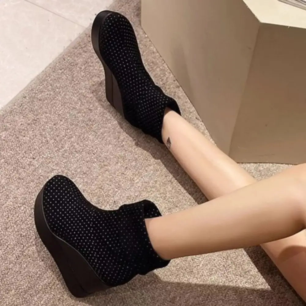 Refined Round Toe Wedge Boots