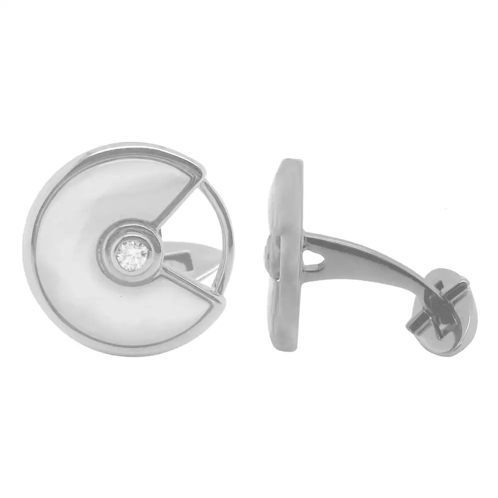 Classic Refined Diamond Mother Of Pearl Cufflinks