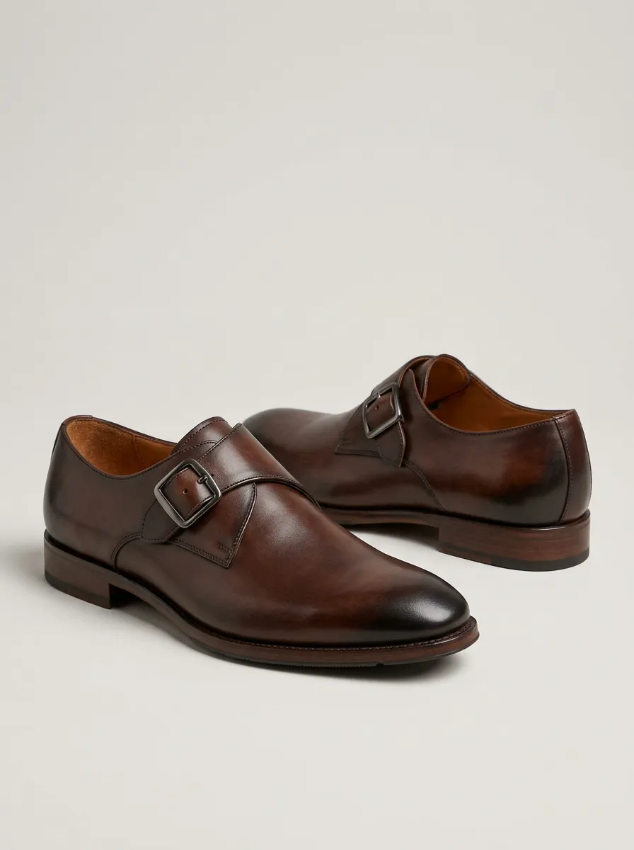 Men's Classic Business Leather Monk Strap Shoes