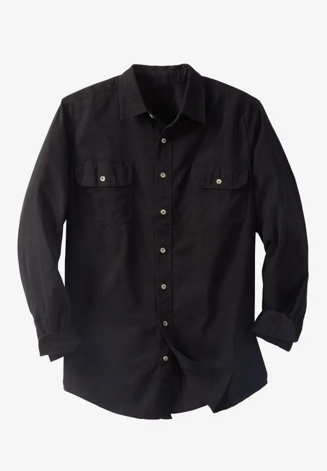 Long Sleeve Denim and Twill Shirt