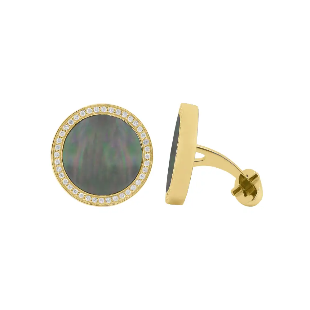 Classic Polished Diamond Mother Of Pearl Cufflinks