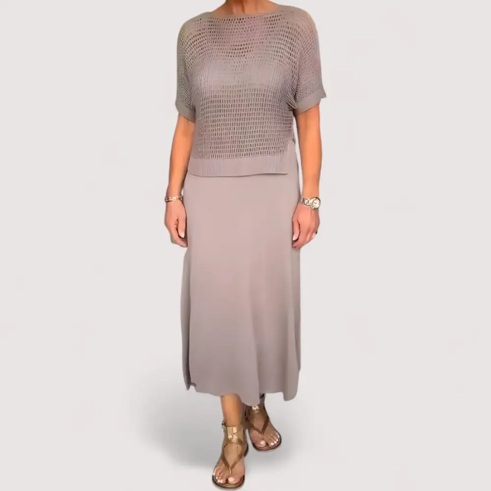 Knit Detail Flowing Casual Dress