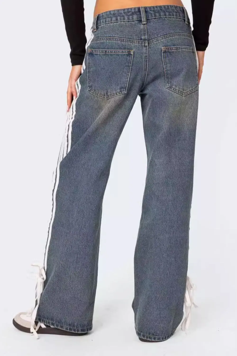 Side Striped Loose Fit Denim Jeans