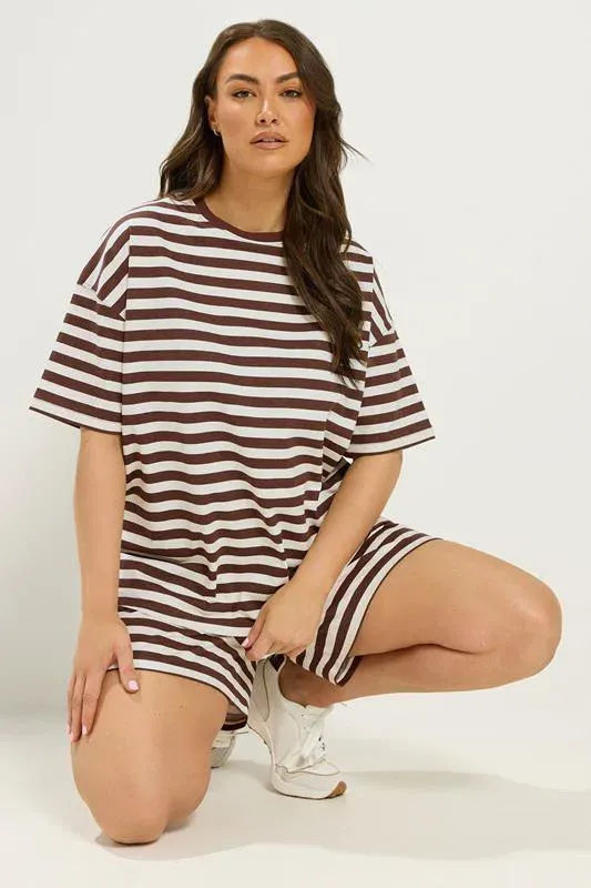 Brown Stripe T-Shirt & Shorts Co-ord